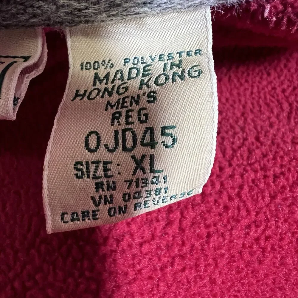 Vintage 90s LL Bean Red Fleece V-Neck Pullover Sweater Men's XL Hong Kong - Picture 8 of 9